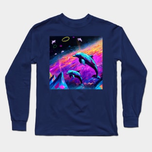 Cosmic Dolphins in the Ocean of Universe Long Sleeve T-Shirt